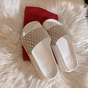 **Christian Louboutin** Pool Fun Spiked Leather Slides